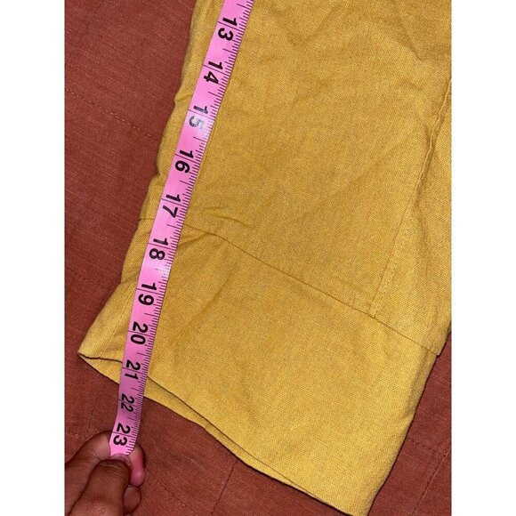 Joie Yellow Pleated Linen Elastic Waist Wide-Leg Cropped Pants Women's Size 28 - Picture 6 of 8